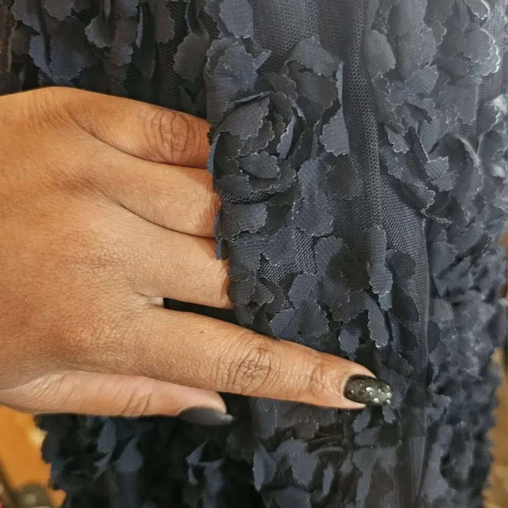 Adrianna Papell Floral Embroidered Illusion Gown - Picture 7 of 16